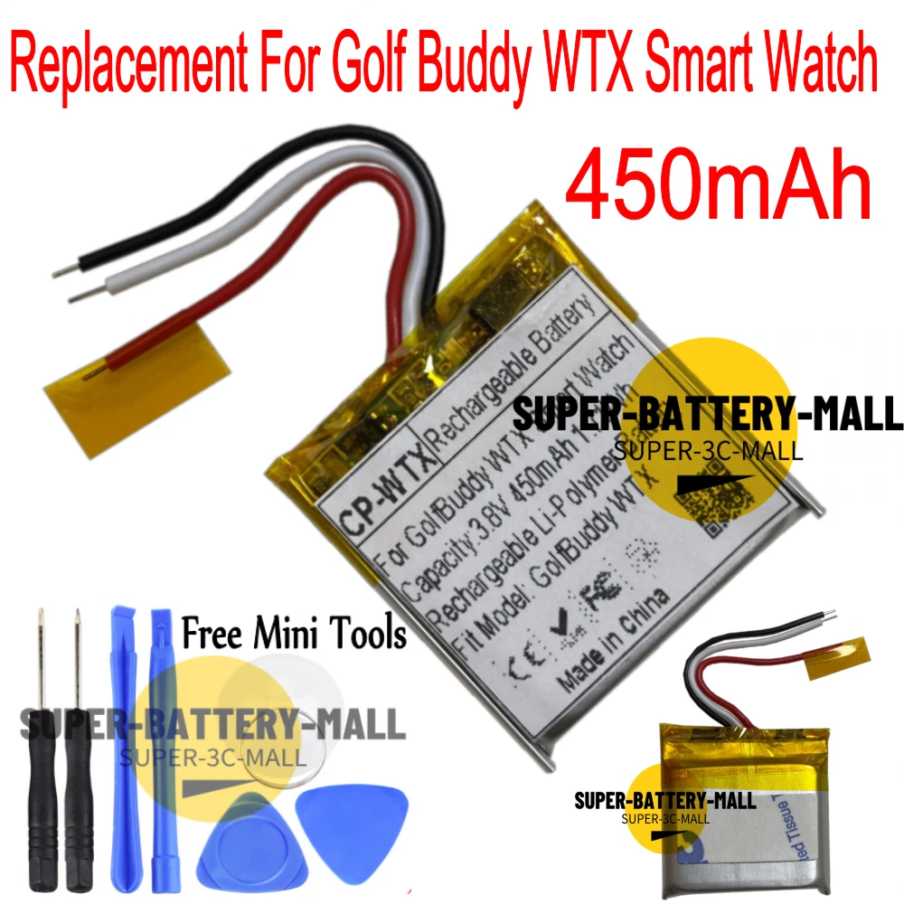450mAh Replacement Battery For Golf Buddy WTX Smart watch GPS Wach