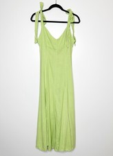 Asos Design Linen Tie Strap Swing Flax Midi Sundress Women's Apple Green Size 6
