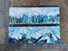 Set of 2 Acrylic Landscape Paintings on Canvas