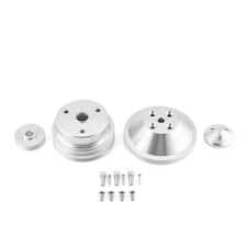 Billet Water Pump+Crankshaft+Alternator Pulley Kit For Chevy Small Block SBC LWP