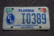 1993 Florida International University  FIU License Plate
