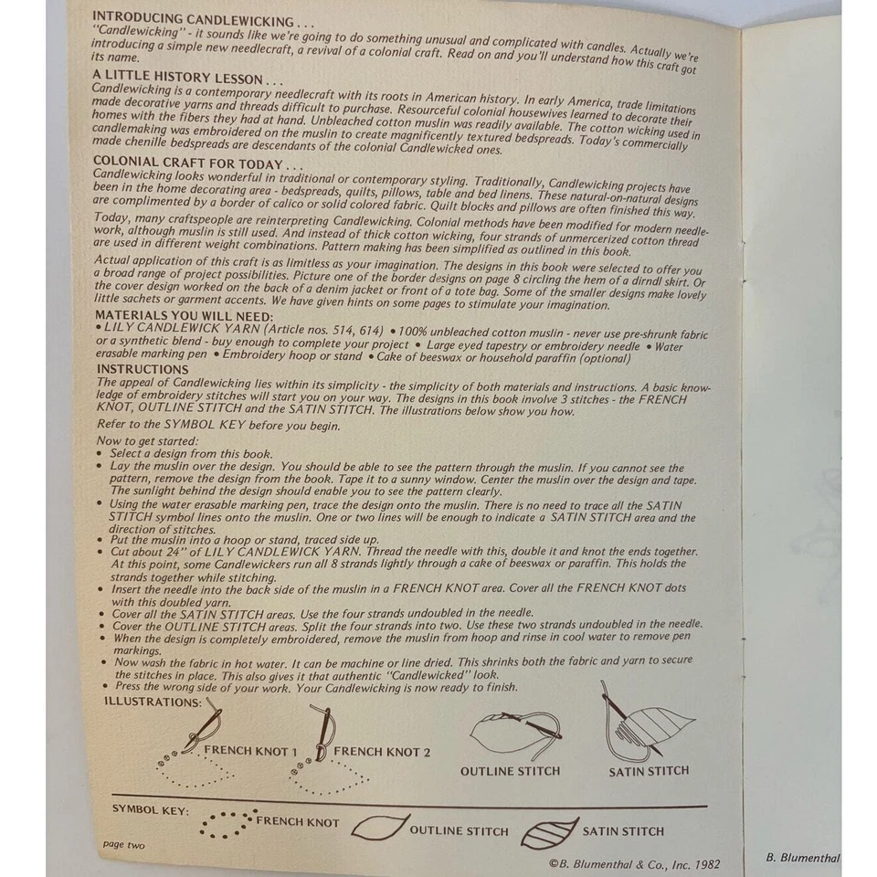 Vintage Lily Craft Candlewick Design Book by B.Blumenthal & Co., In. 1982 - Image 3 of 4