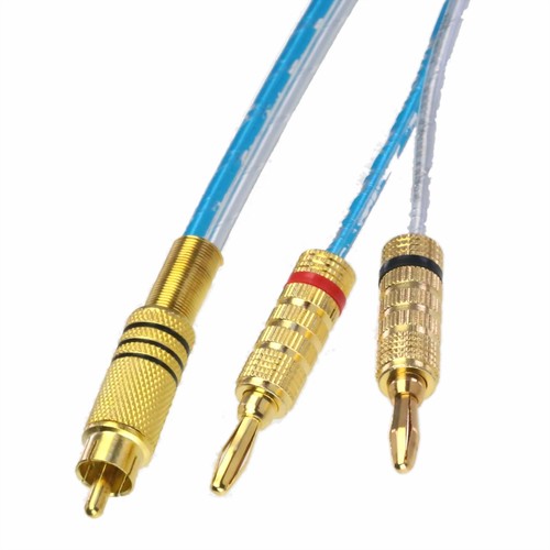 RCA phono male B to Deluxe 4mm bananas AV Audio amplifier speaker cable 1~16FT - Picture 1 of 6