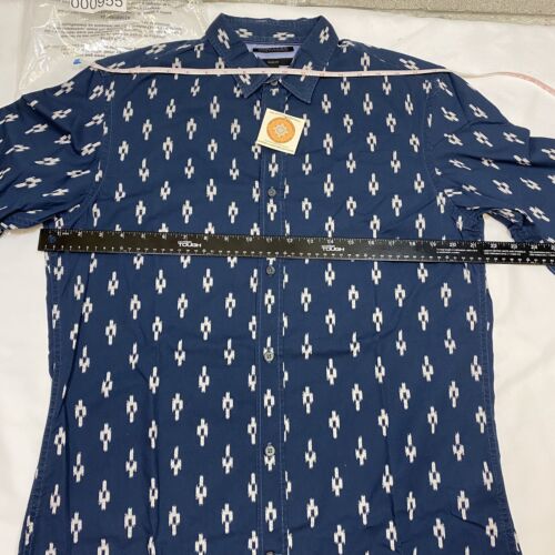 Camicia azteca Banana Republic slim fit uomo M blu polsino infradito manica lunga con bottoni - Foto 12 di 15