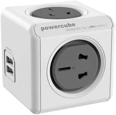 ALLOCACOC POWERCUBE Extended USB 4xOutlets+2 USB, 1.5M W/SURGE in Grey - Picture 1 of 1