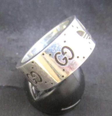 Gucci x Adidas GG Logo Wide Band Ring Sterling Silver 925 Gucci x Adidas GG Logo Wide Band Ring Sterling Silver 925