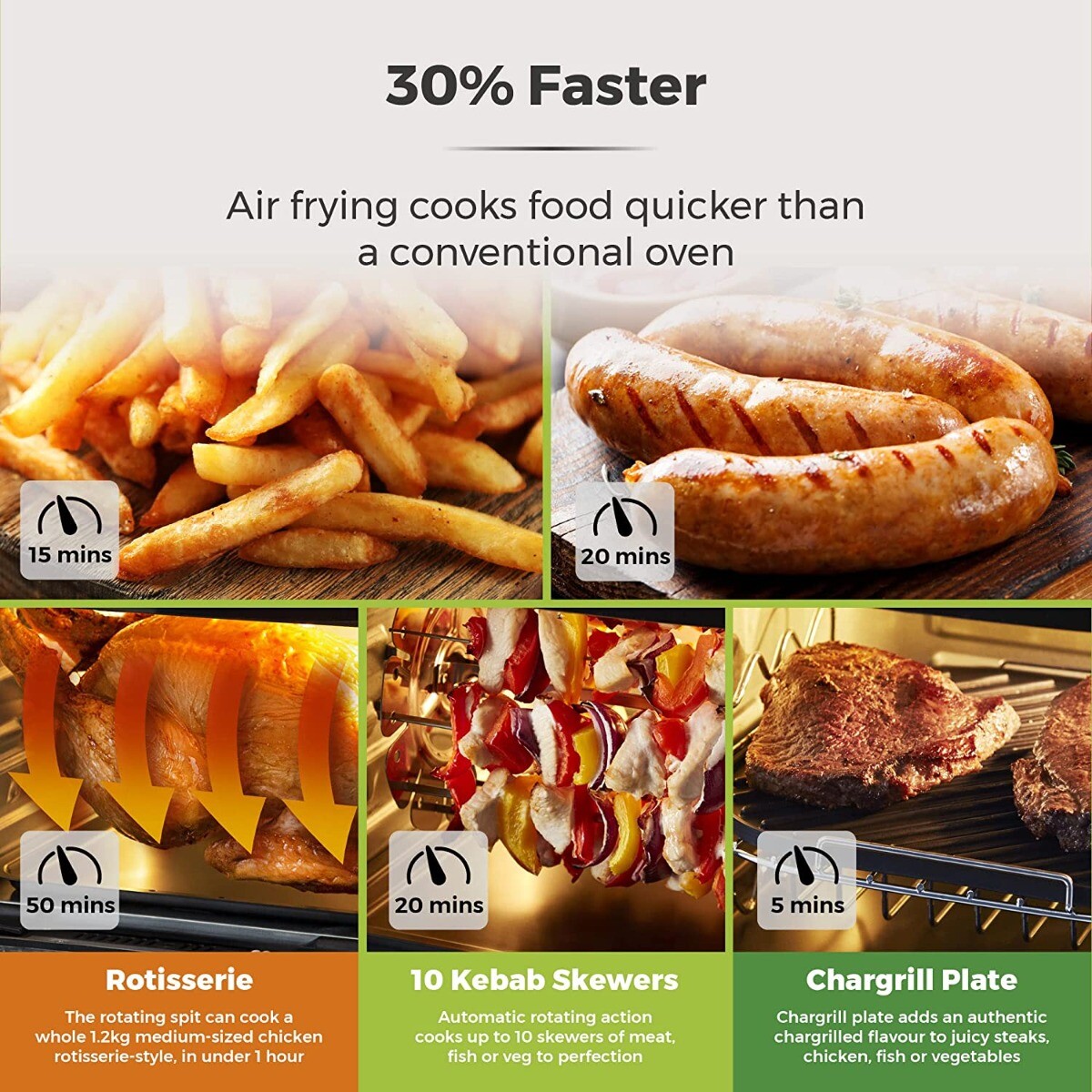 Tower T17076 11L Digital Air Fryer&Rotisseria Oven Oil Free Health