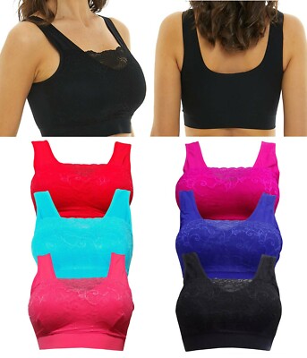 Damen Vollständige Abdeckung Spitze BH Gepolstert Nahtlos Yoga Übung Bralette Crop Top