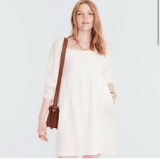 J. Crew NWT Women's Squareneck Soft Gauze Dress - White - Size Medium