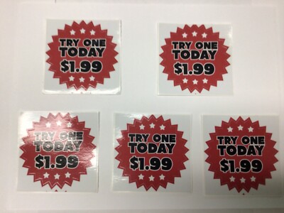 Store Sticker  TRY ONE TODAY $1.99  5 Stickers. New.