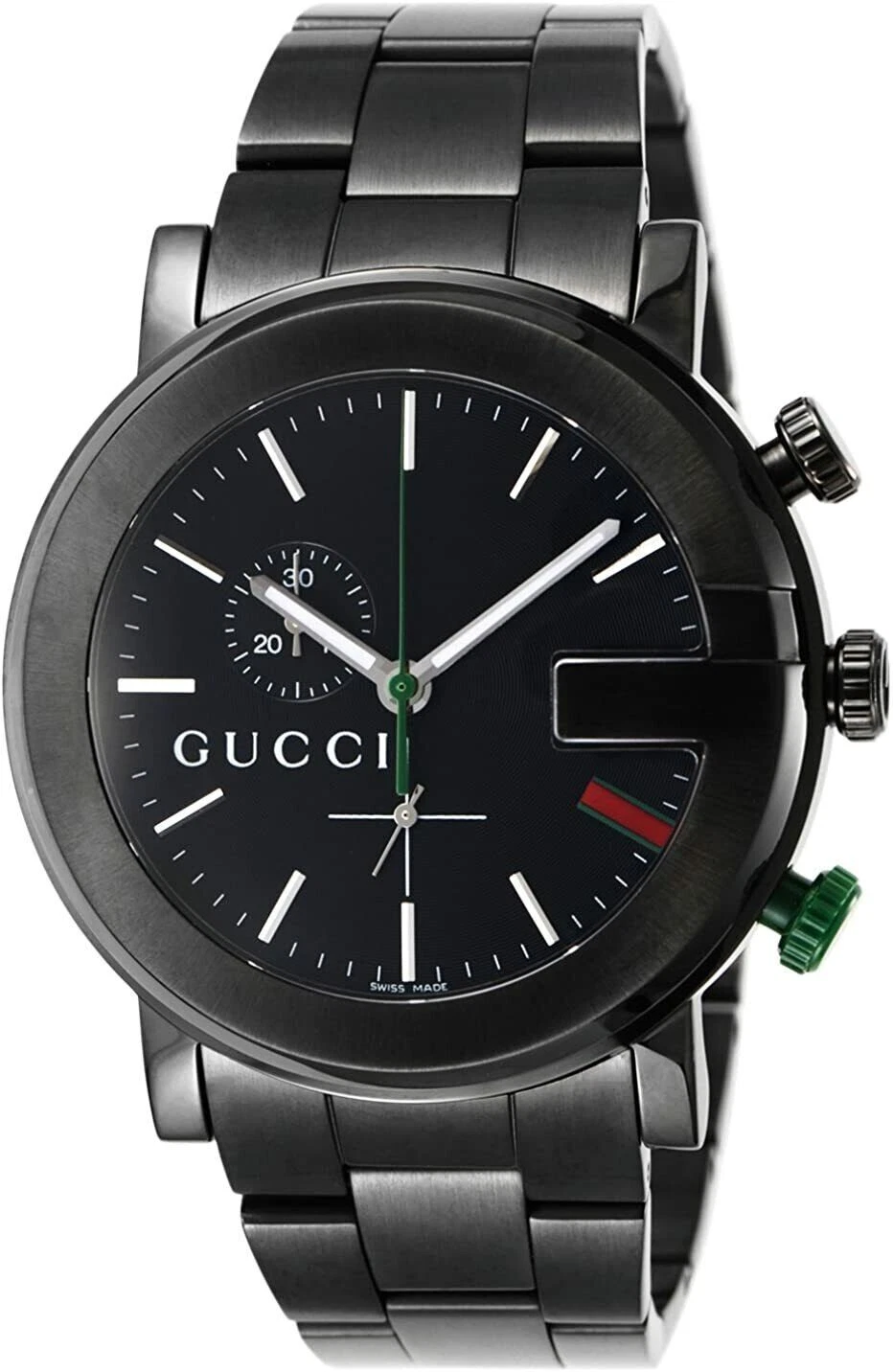 Montre chronographe GUCCI quartz 101M noire PVD GU YA101331MSS BLK NEUVE
