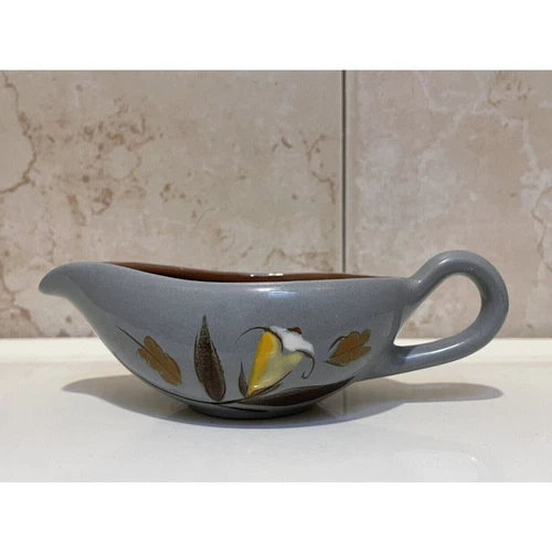 STANGL GOLDEN HARVEST Gravy Boat Mayo Syrup Bowl Spout Newark Pottery Vtg