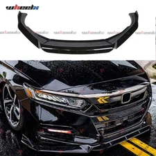 Gloss Black Front Bumper Lip Spoiler Splitter Protection For Honda Accord 18-20