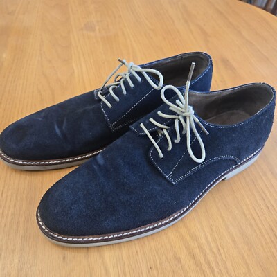 Aston Grey Navy Blue Suede Shoes Mens 9.5 Leather | eBay display picture 1