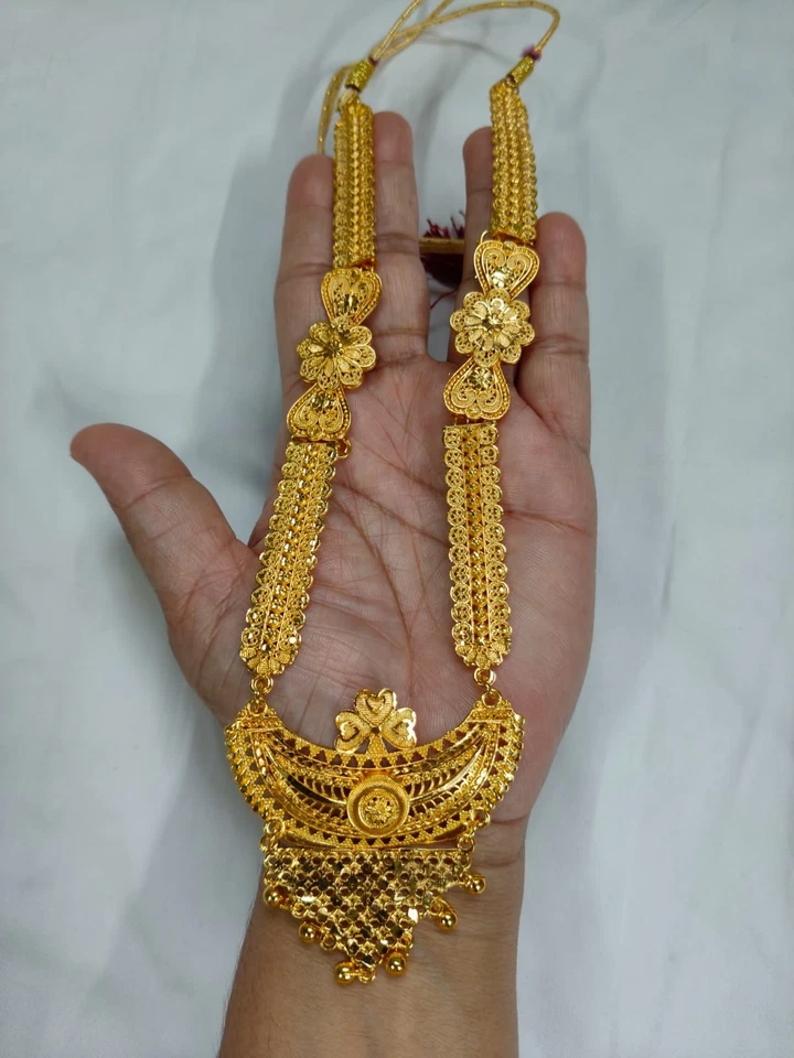 Collar indio tono dorado con pendiente cuello joyería de moda boda tradicional Foto 4 de 4