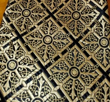 1970s VINTAGE MACY'S ~ SILK TIE ~GOLD & BLUE ~ GILDED AGE CEILING TIN TILE ~ 58"