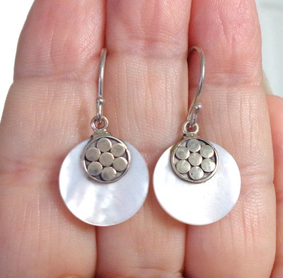 Sterling 925 Stamped, ATI Signed, Vintage, MOP Dangle Earrings Set.