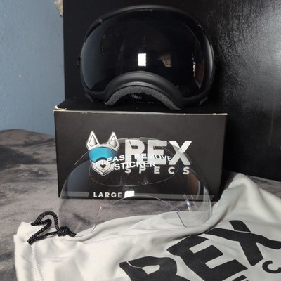 Rex Specs V2 Dog Goggles Large Black Protective Eyewear 2 Lenses Smoke Clear