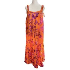 Anthropologie Backless Gauze Maxi Dress XS Floral Oversized Resortwear Vacation
