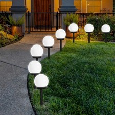 6x Solar LED Stake Lights Waterproof Outdoor Globe Lamp for Garden Patio Pathway
