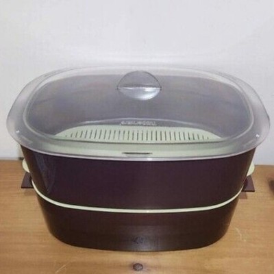 Tupperware Vintage 2000s Oval Microwave Stack Cooker Steamer 6 Pc. Purple Green