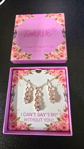Authentic Zbuuwe Rose Gold Plated Infinity Crystal Pendant Necklace & Earrings Set