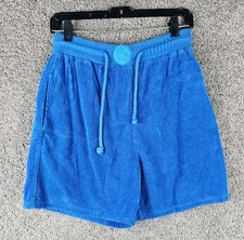 Vintage 80s Ocean Pacific OP Corduroy Blue Drawstring Shorts Mens S Made In USA