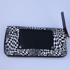 New Black and white hearts  butterfly illusion zip around wristlet wallet