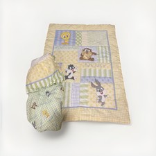 Vtg Baby Looney Tunes Crib Set Blanket Comforter Bugs Sylvester Tweety Taz 1990s