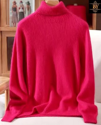   Traumhafter 100% Mink-Kaschmir Rundhalspullover   Rose Red 