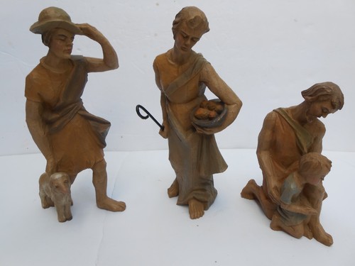 13 pc Nativity & Creche jesus holy family ceramic wood Germany - Picture 4 of 9