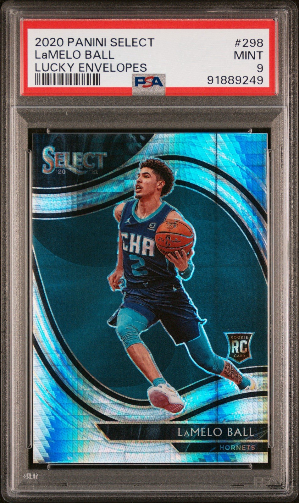 2020-21 Panini Select Courtside LaMelo Ball #298 Lucky Envelopes Prizm /8 PSA 9