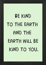 be kind to the earth Framed Wall Art Poster Canvas Print Picture