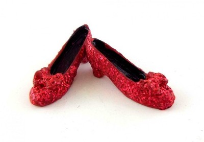 Puppenhaus Rubin Hausschuhe rot Glitzer Schuhe Miniatur Schlafzimmer Kleidung Zubehör