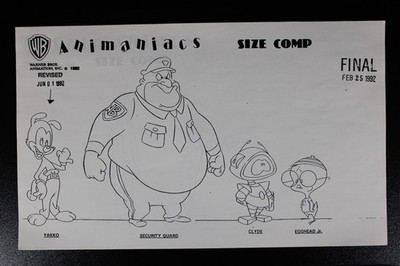 RARE Animaniacs MISC CHARACTERS 6 MIME, CLYDE Model sheets Production used 1992
