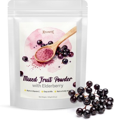 Elderberry Powder - Natural Non-GMO Fruit Blend, Sugar Free & No Additives,