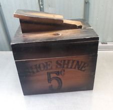 Vintage Wooden Shoe Shine Box With Tools