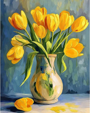 Paint by Numbers for Adults Beginner, Flowers Paint by Number Kits on Canvas Vas