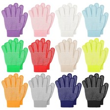 12 Pairs Kids Non-Skid Winter Gloves Stretch Knit Magic Gloves for Boys Girls