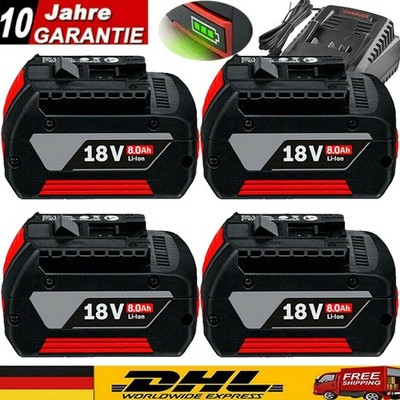 4X 8,0AH Für Bosch Original 18V 18Volt BAT618 BAT609 Professional Akku 6,5AH GSR