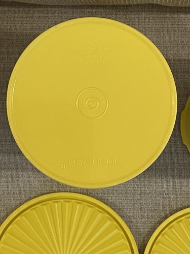 Vintage 70er Tupperware Servier gelb Kanister Set verschachtelt stapelbar 4er Set & Li - Bild 17 von 22