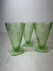 Lot 3 Vintage Green Uranium Depression Glass Tumblers Goblets St Patricks