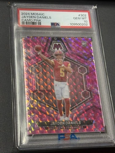 2024 Panini Mosaic Jayden Daniels Camo Pink #302 PSA 10