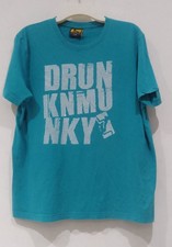 DrunknMunky Mens Blue Tshirt Size Large Blue White Check Plaid 100% Cotton