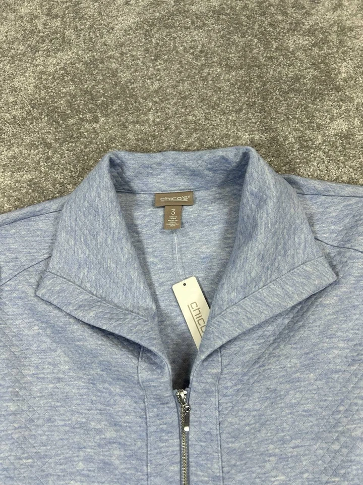Chico's Jacket Womens 3 Large Blue Full Zip New - Image 2 of 4
