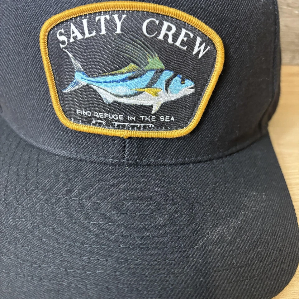 Salty Crew Hat Cap Snap Back Black Patch Embroidered Fishing Mens Surf Ocean - Image 3 of 4