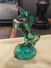 Vintage Fenton glass Unicorn figurine in sea mist green stands 6" tall