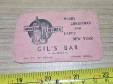 Vintage Gil's Bar S. Quintero C. Wine Liquor B Street Advertising Business Card