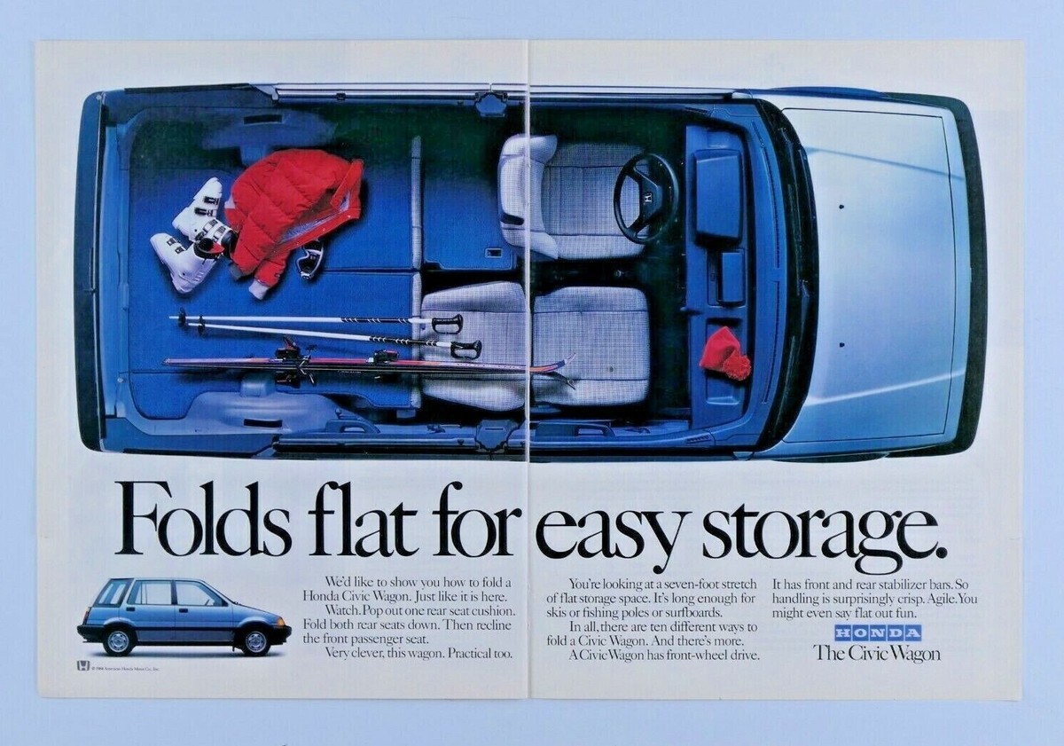 Honda Civic Wagon Vintage 1985 Original Print Ad 2 Page | eBay Honda Civic Wagon Vintage 1985 Original Print Ad 2 Page | eBay