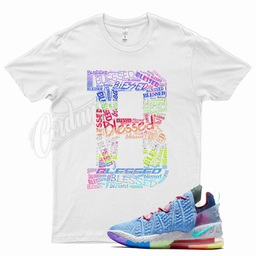 White BLESSED Shirt for Lebron 18 What 